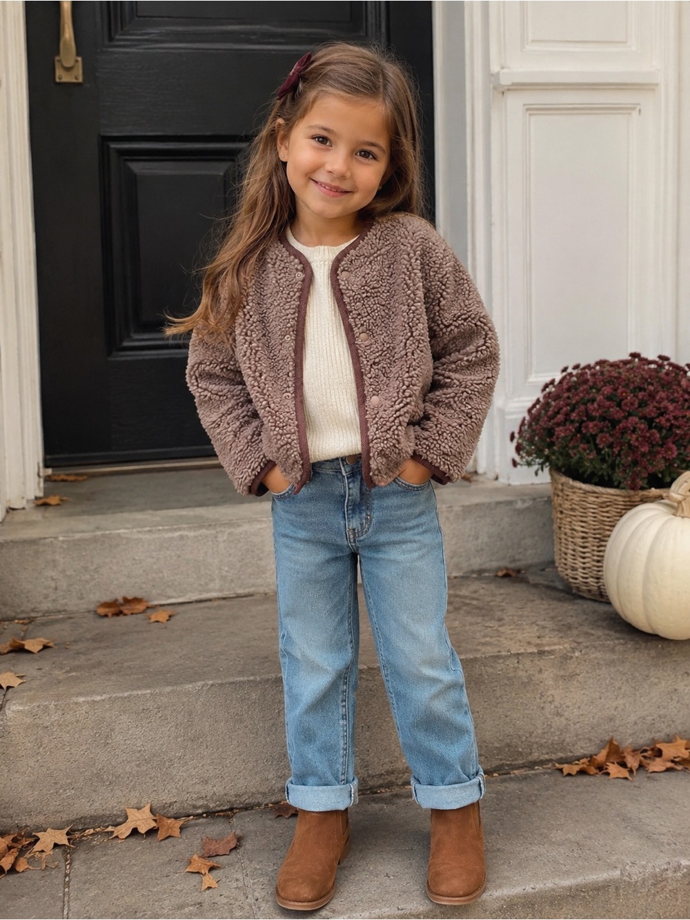 Zara Girls Teddy Fleece Jacket Brown 5T NWT